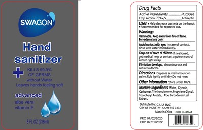 swagon hand sanitizer 236 ml 70vv.jpg image of label - swagon hand sanitizer 236 ml 70vv